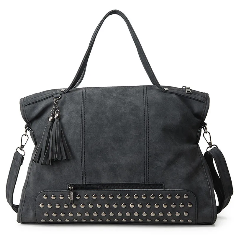 Fashion Women Pu Leather Handbag New Designer Famous Tassel Large Capacity Bag Vintage Shoulder Bag