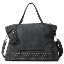 Fashion Women Pu Leather Handbag New Designer Famous Tassel Large Capacity Bag Vintage Shoulder Bag