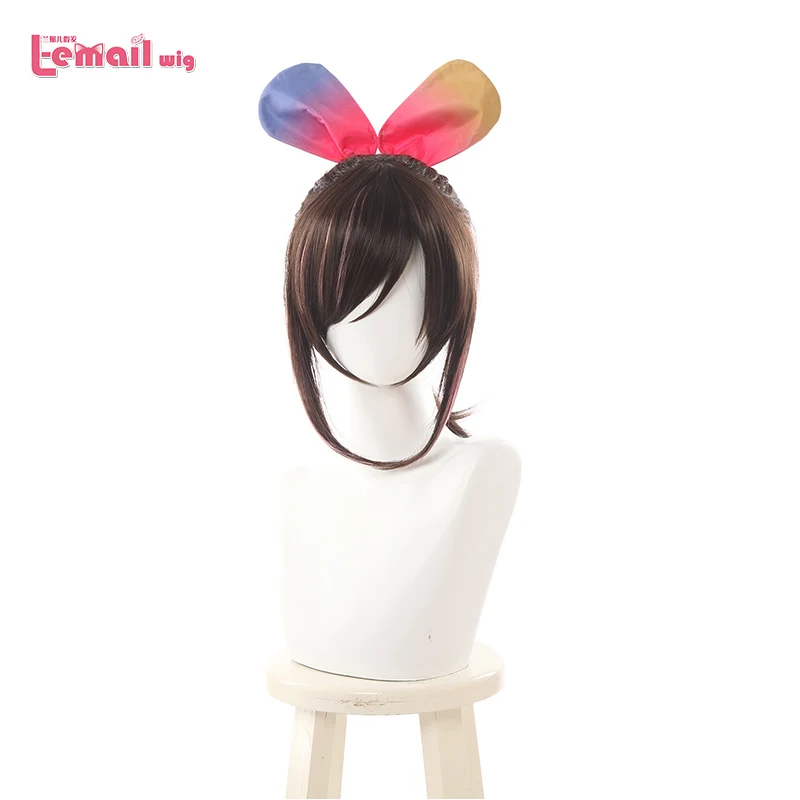 

L-email Wig Kizuna AI Cosplay Wigs YouTuber 1st Live Hello World Cosplay Wig 65cm Long Heat Resistant Synthetic Hair Perucas