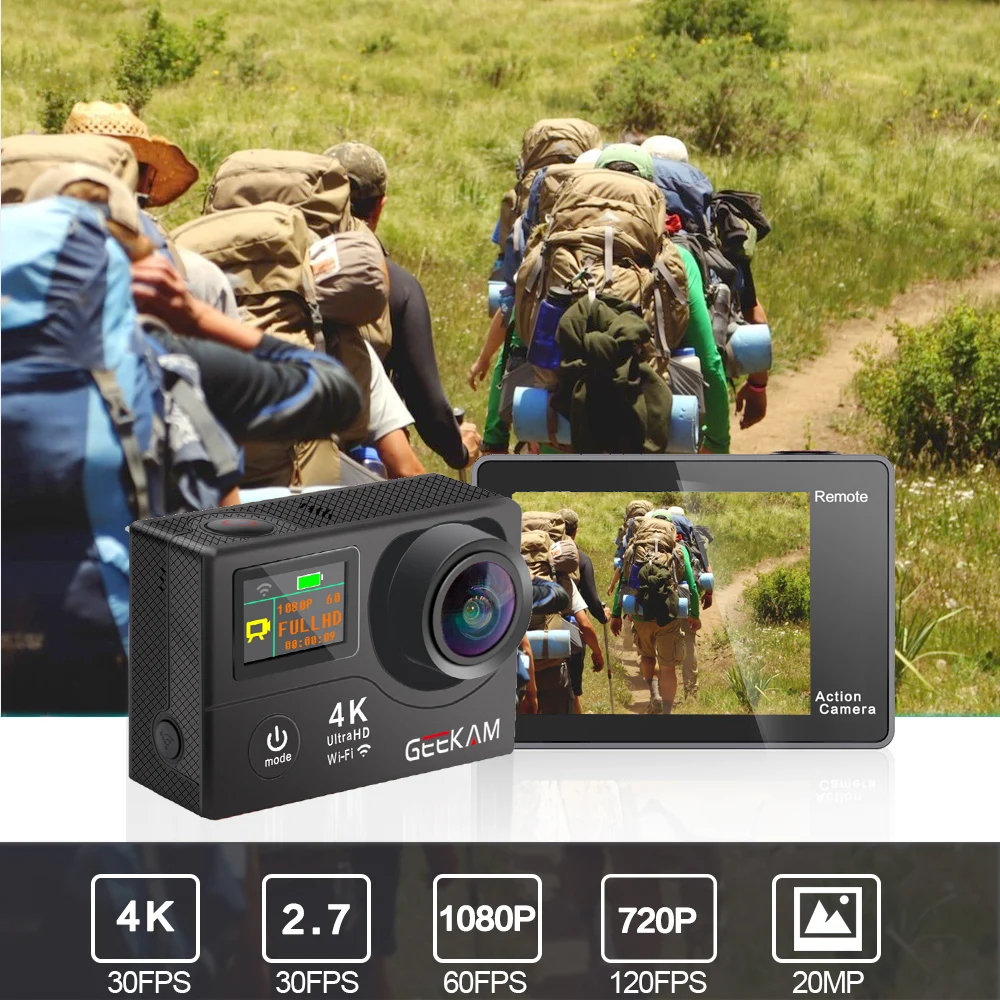 GEEKAM H3R/H3 Экшн-камера Ultra HD 4 K/30fps 20MP WiFi 2,0 GEEKAM H3R/H3 Экшн-камера Ultra HD 4 K/30fps 20MP WiFi 2,0