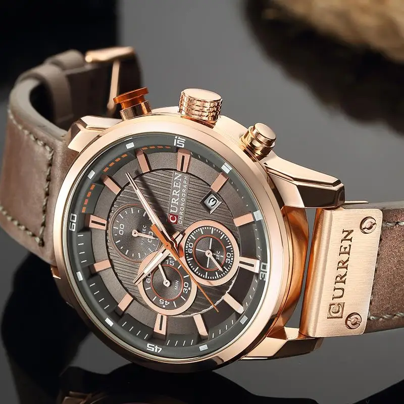 Часы для мужчин Элитный бренд CURREN хронограф для мужчин спортивные часы кожа кварцевые наручные часы Relogio мужские часы армия военная