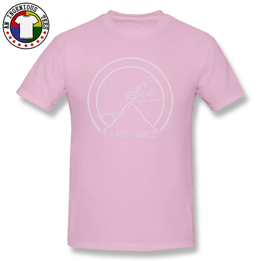 Casual Summer Tees Short Sleeve for Men Cotton Fabric April FOOL DAY Crew Neck T-shirts Casual Tops Shirts Slim Fit I Hate People - Sarcastic Quote -5755 pink
