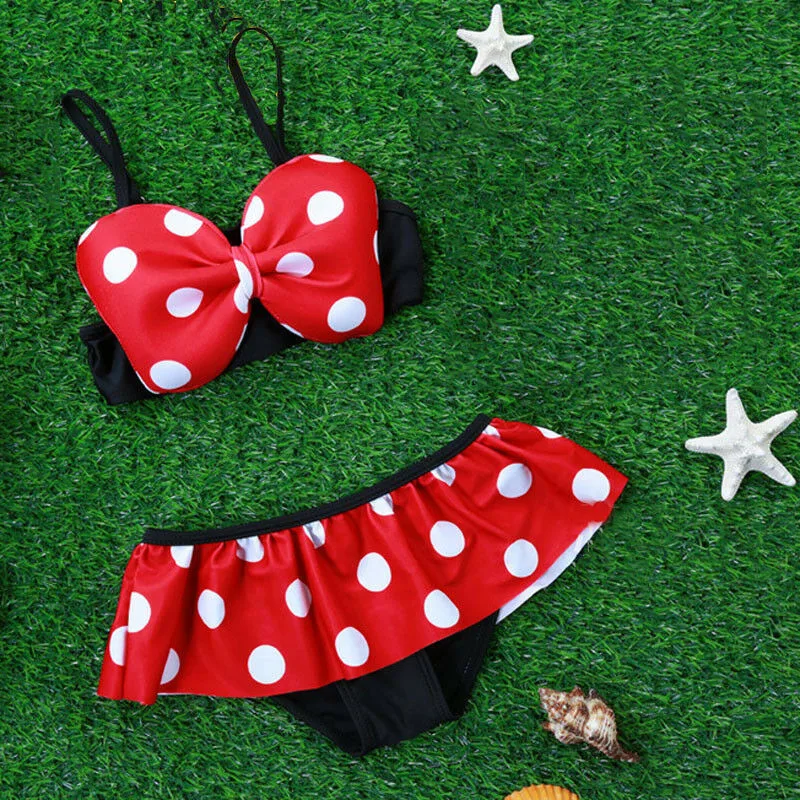 Набор купальников бикини для маленьких девочек с Минни, костюмы купальные-веревочки, купальный костюм