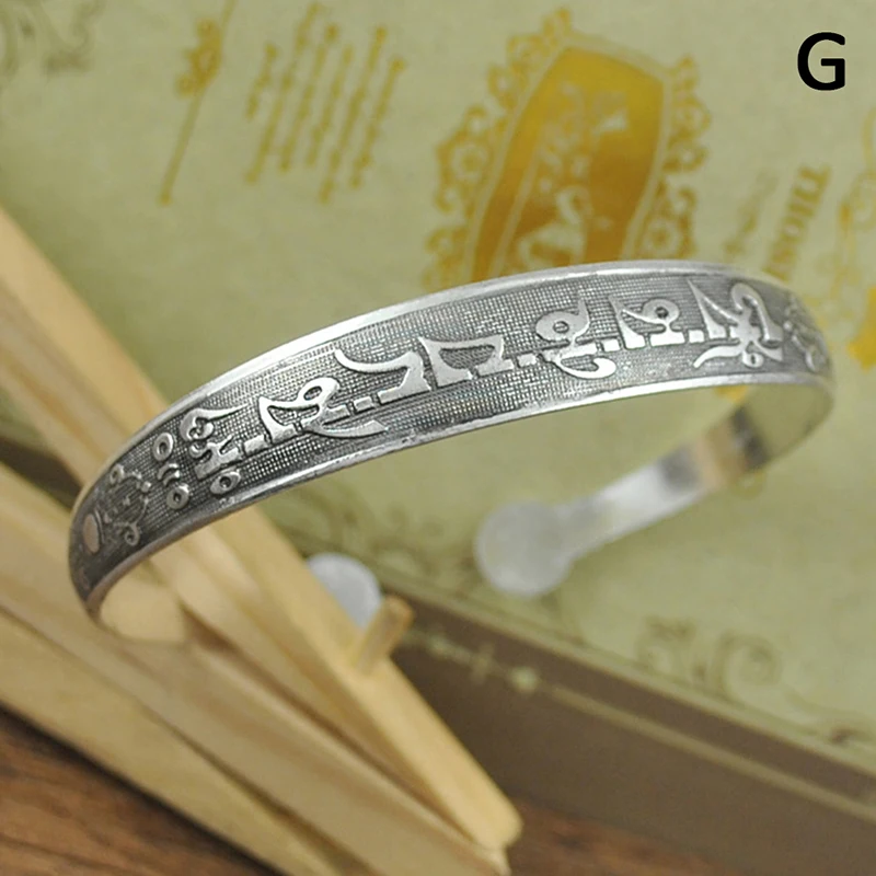 Винтажные серебряные браслеты Античные тибетские серебряные браслеты для женщин ювелирные изделия из тибетского серебра 9 стилей - Окраска металла: G