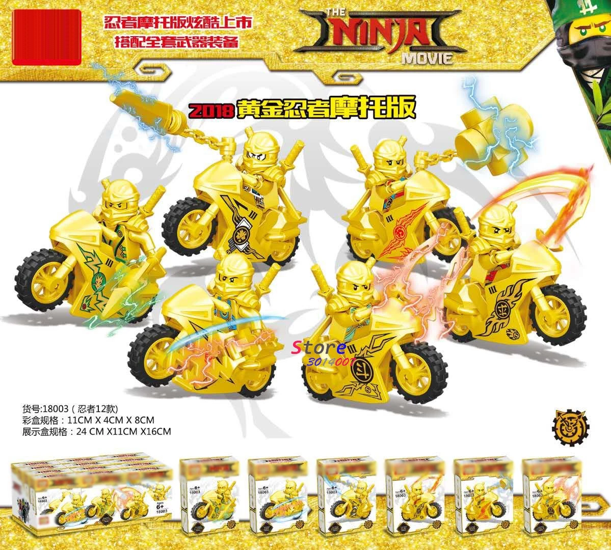 

1/Set Gold Ninja Motorcycle Infinity War Figures Iron Man Spider-Man Wolverine Deadpool Batman building blocks toys for children