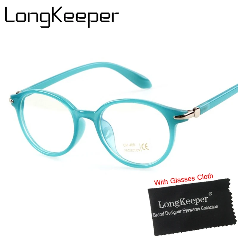 LongKeepr montura de gafas de moda accesorios de lentes de limpieza gafas Retro de marca de diseñador gafas de ordenador de grau