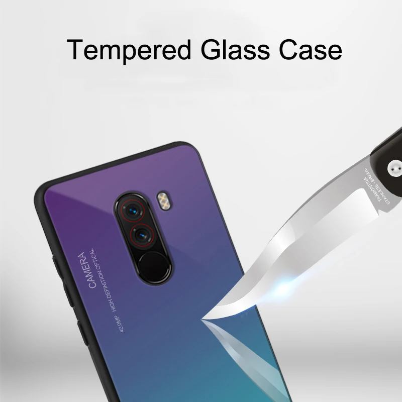 Gradient Tempered Glass Case For Pocophone F1 Case Back Cover For Xiaomi Poco F1 Poco Phone 2
