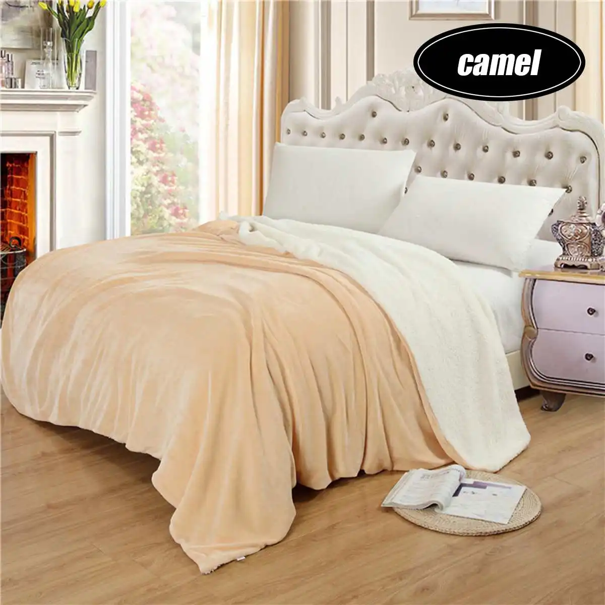 Двустороннее пушистое фланелевое одеяло домашний текстиль воздушная комната осень/зима использование Теплый мягкий Уютный простыня Manta Coberto - Цвет: camel