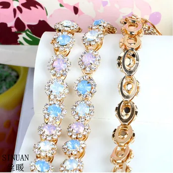

Crystal Rhinestone Chain Flower Crystals Tape Chain Decorations Stone GliterStones For Dress Rhinestone Beads Crystal Decoration