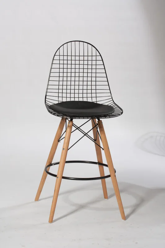 Современный дизайн металла стальной проволоки счетчик табурет, металлическая заготовка для проволоки барный стул, модный дизайн, Высококачественная фурнитура для барной стойки - Цвет: Black Natural Leg