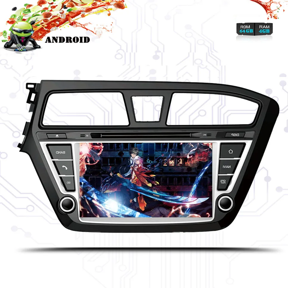 Best Octa Android 9.0 4GB RAM Car DVD player GPS Navigation Headunit For Hyundai I20 2013-2018 multimedia radio tape recorder IPS 3