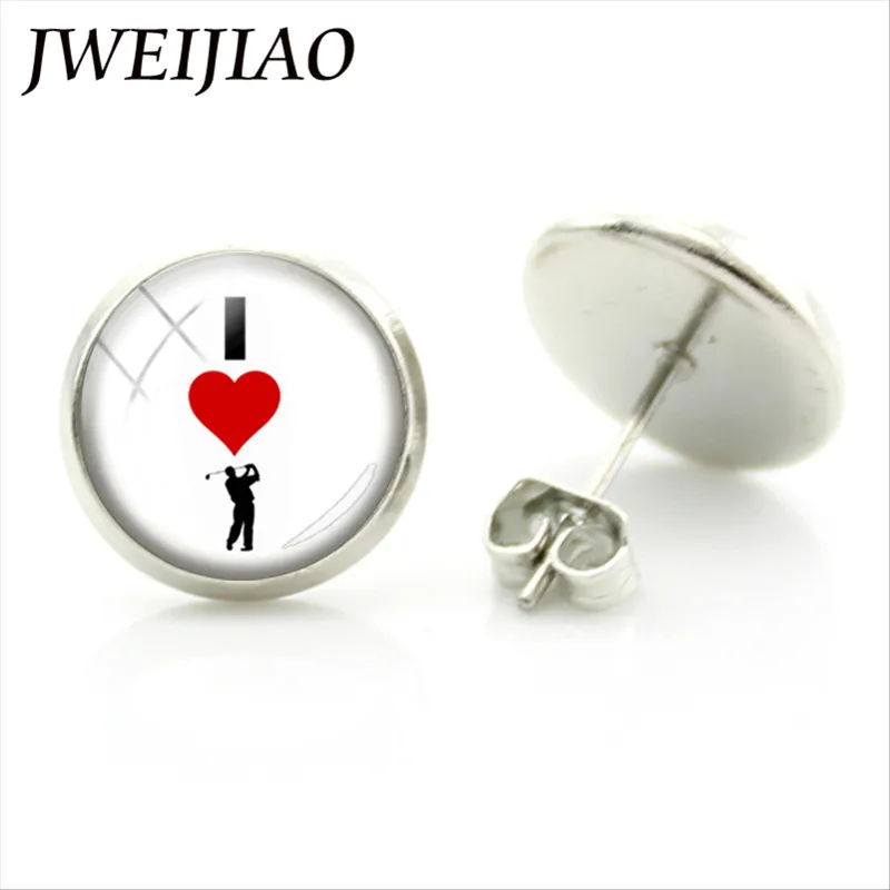 JWEIJIAO 2018 новые модные серьги гвоздики для гольфа I Love повседневные спортивные