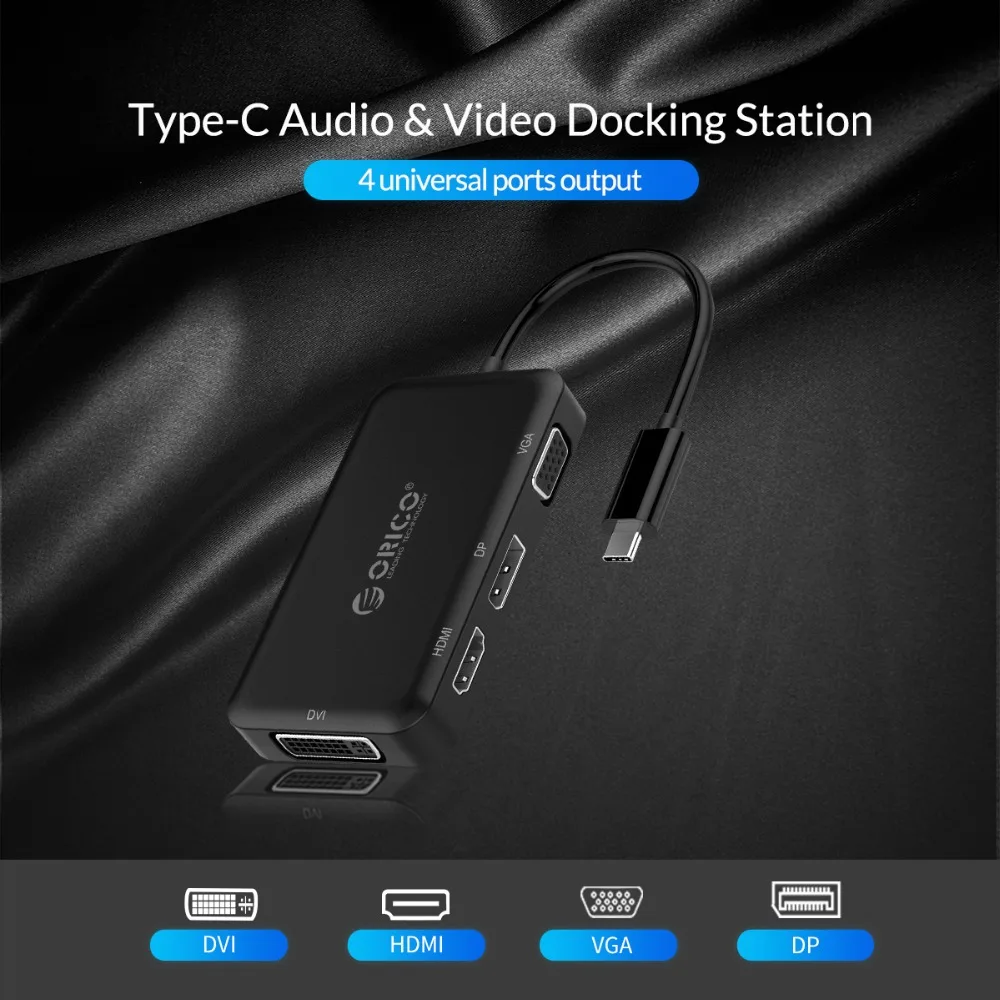 ORICO usb-хаб type C к HDMI VGA DP DVI адаптер для MacBook samsung Galaxy S9 huawei mate 20 P20 Pro USB 3,1 концентратор