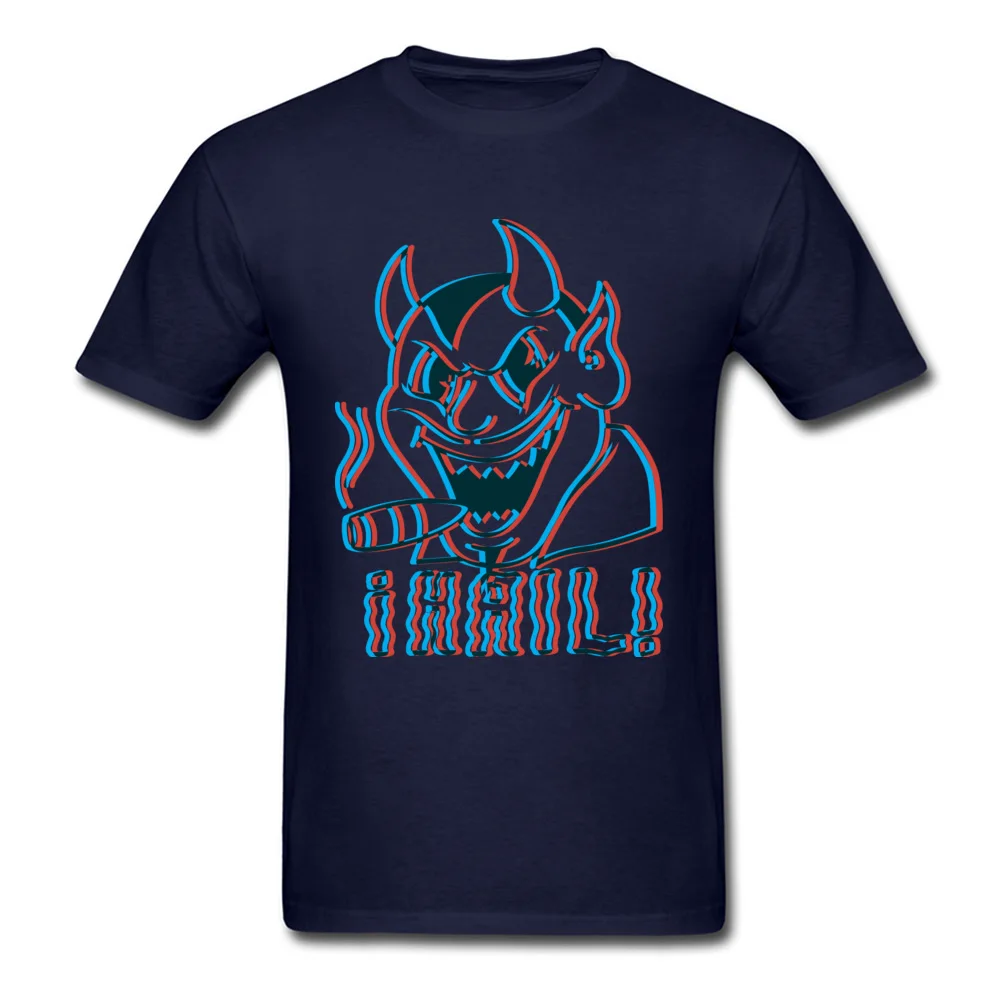 Hail Satan Vintage Stereoscope Tshirts Family Short Sleeve Normal All Cotton Round Neck Men T Shirt Tshirts Summer/Autumn Hail Satan Vintage Stereoscope navy