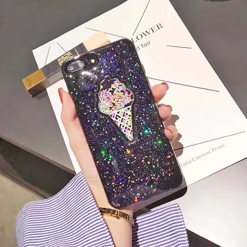 3D Dynamic Ice Cream Phone Case For iphone X Case Fashion Glitter Bling Back Cover Lovely Cartoon Cases For iphone X 10 Capa (12)