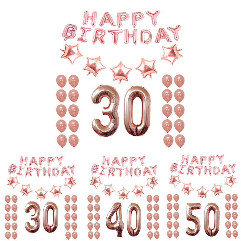 

18th 25th 30th 35th 40th 50th 60th 70th 80th Birthday Balloon Rose Gold Number Balloon Happy Birthday Party Decorations Adult