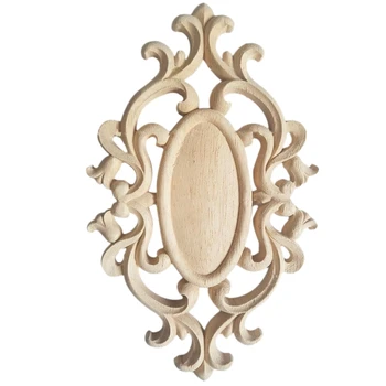 

Hot Sale New Unpainted Wood Carved Wave Flower Onlay Decal Corner Applique For Home Furniture Decor Decorative Wood Carved Lon