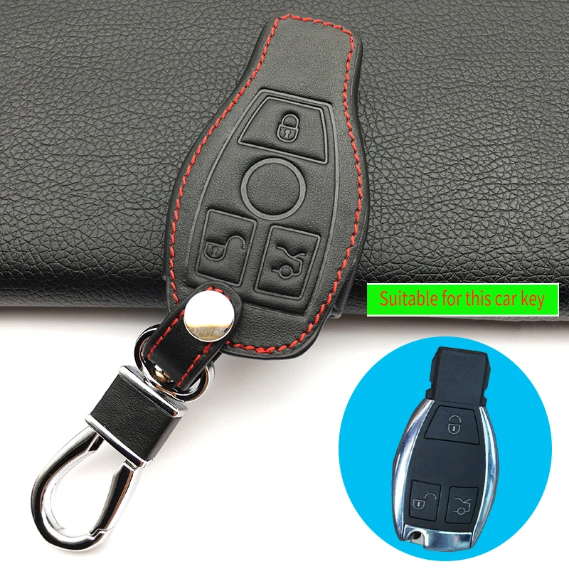 Кожаный автомобильный чехол с 3 кнопками для Mercedes C E S CL Class C180 C260 брелоком|key fob