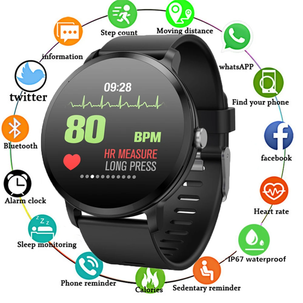Водонепроницаемый Smartwatch V11 Смарт-часы IP67 закаленное Стекло активности Фитнес трекер монитор сердечного ритма краев Для мужчин Для женщин смарт-браслет