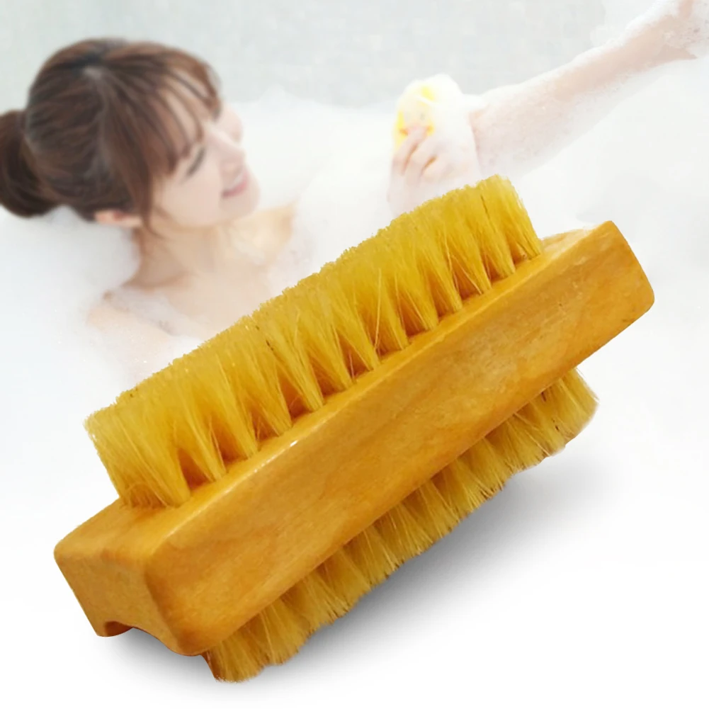 

Handheld Bathroom Fingernail Skin Exfoliation Wooden Essential Oil Bath Brush Multifunctional Massage Double Sided Faux Bristle