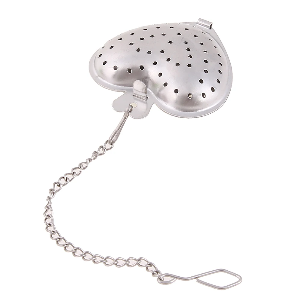 Heart Shaped Tea Infuser Tea Strainer Reusable Stainless Steel Chain