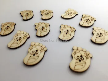 

1000 pcs/lot Baby Feet Footprints Unfinished Wood Shape Craft Laser Cut Out DIY Tags