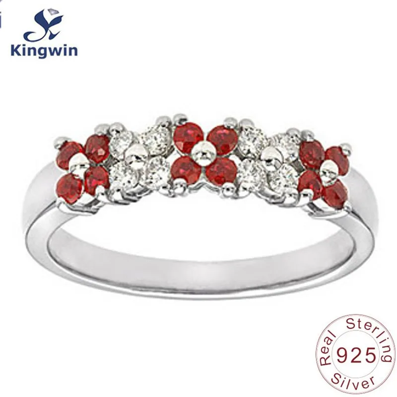 Sterling 925 silver jewelry rings for women flower design fine jewelry quality with cubic zircon stone in rhodium plating