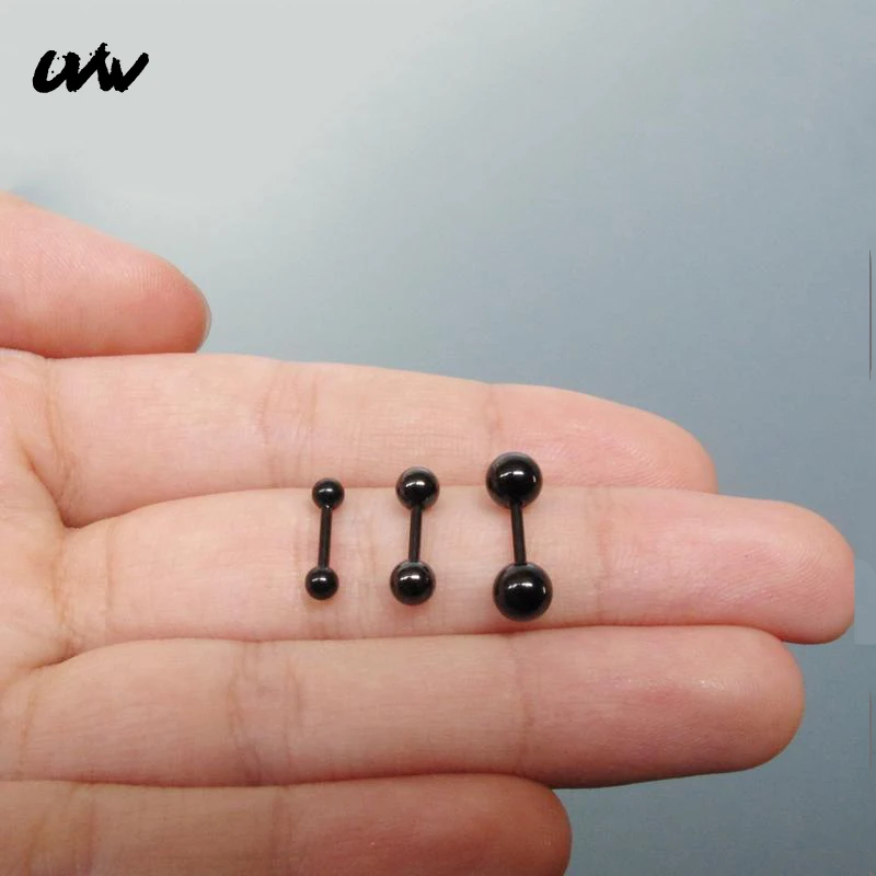 

UVW062 2pcs Fashion Punk 316L Steel Ear Stud Earrings 3/4/5mm Barbell Ear Plug Tunnels Tragus Daith Rook Helix Piercing Jewelry