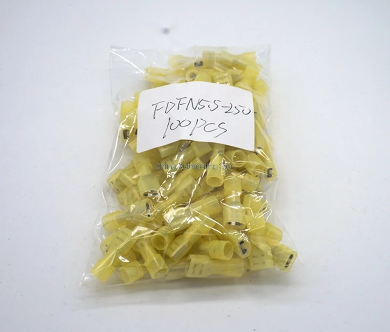 FDFN5-250 FDFN5.5-250 NYLON brass Female Insulated Spade joint Cable Wire Connector 100PCS/Pack suit 4-6mm2 12-10AWG FDFN | Обустройство