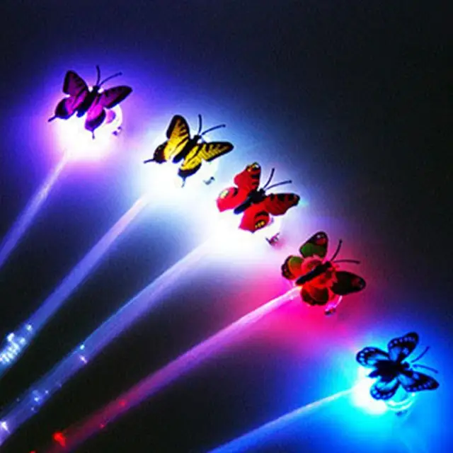 Colorful Butterfly LED Wigs Glowing Flash Hair Accessories Braid Clip Hairpin Decoration Ligth Up Show New Year Christmas Party