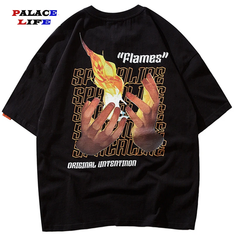 

Palace life Harajuku T Shirt men Torch Print Summer Cotton Short Sleeve Hip Hop Loose streetwear TShirt Men camisetas hombre