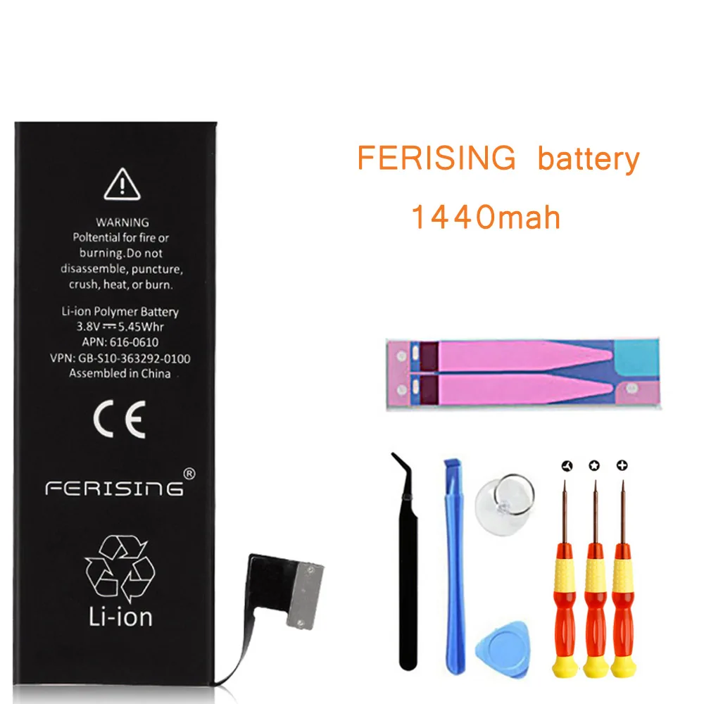 2019 New 100% Original FERISING Phone Battery For iPhone 5 5G Capacity 1440mAh Repair Tools 0 Cycle I5 Replacement Batteries