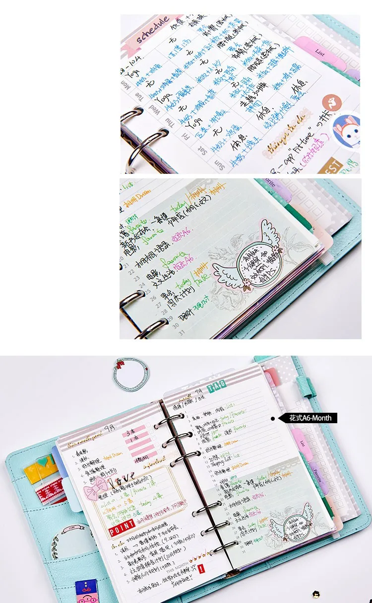Lovedoki Цветочные внутренние страницы для блокнот dokibook спиральный планировщик 6 отверстий вкладыш A5& A6 расписание ежемесячный список даты
