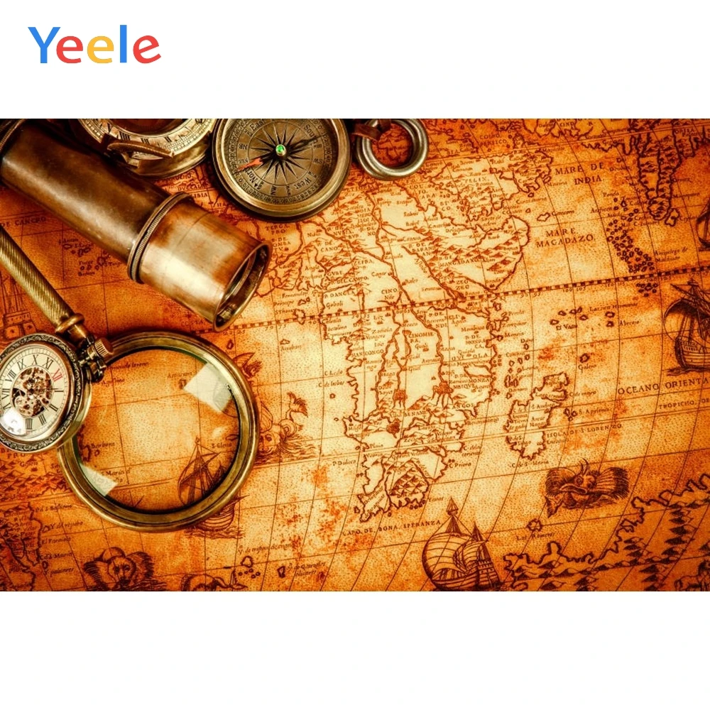 

Yeele Photography Backdrops Retro Navigation Map Baby Kid Portrait Sea Theme Party Photographic Backgrounds For the Photo Studio