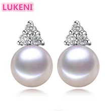 Роскошный Сияющий Свадебный набор Серьги с жемчугом для женщин S925 стерлингового серебра 8-9 мм идеально натуральный Серьги с жемчугом