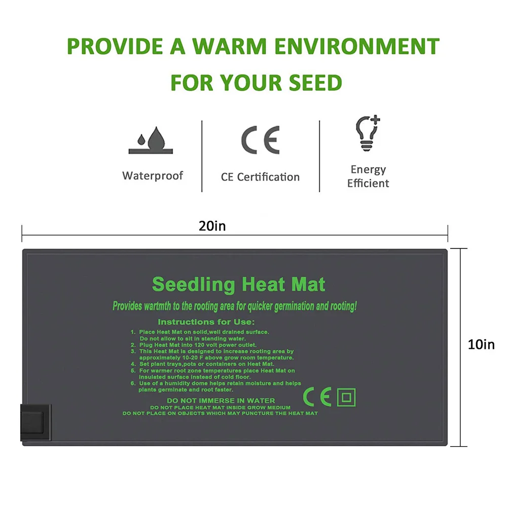 Водонепроницаемый нагревающий коврик для рассады 52X24 см гидропонный нагревательный коврик для теплого прорастания клон пусковая площадка для комнатное Садоводство