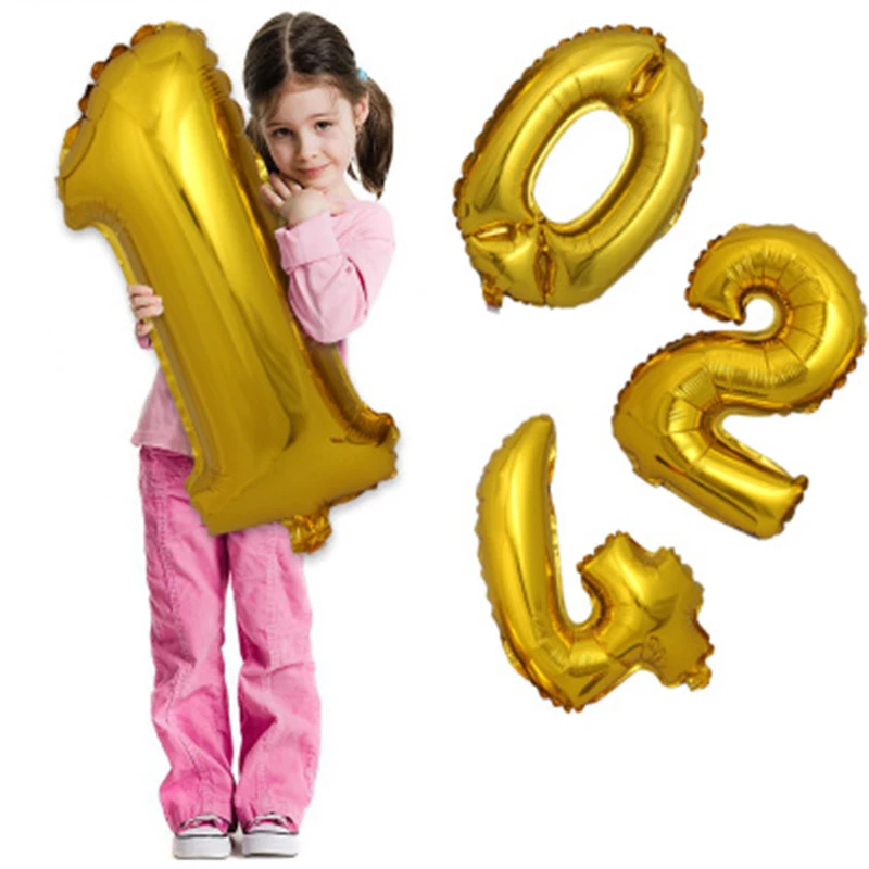 

1pc 30inch Silver&Gold Number 0-9 foil balloons digital baloes New year Birthday Event party supplies Wedding decorations