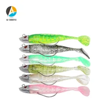 AI-SHOUYU 3pcs Fishing Jigging Soft Bait 9cm/15g 11cm/25g T Tail Lead Head Artificial Lures Worm Hook Single Hook Silicone Lures silicone plastic fishing bait hook w tail black fluorescent green