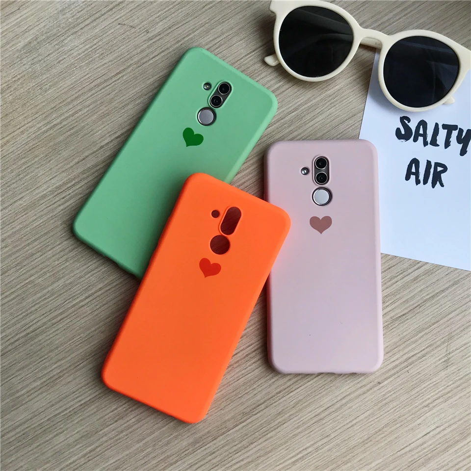

Cute Love Heart Print Sand Texture Phone Cases For Huawei Mate 20 Lite 10 9 P30 Pro P20 P10 Nova 4 Cover Silicone TPU Soft Case