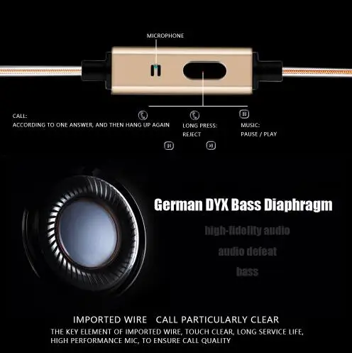 Earphone Original QKZ DM5 In-Ear Earphones with Mic/ No Mic 3.5mm Super Stereo Metal Earbuds For iPhone