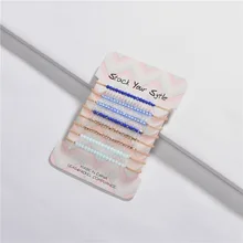 Для женщин летние ювелирные изделия из серебра 8 шт./упак. золото Регулируемый Браслеты градиент разноцветные хрустальные бусы браслет