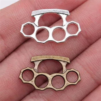 

WYSIWYG 40pcs 24x14mm Pendant Brass Knuckles Charm Pendants For Jewelry Making Antique Silver Color Knuckles Pendants