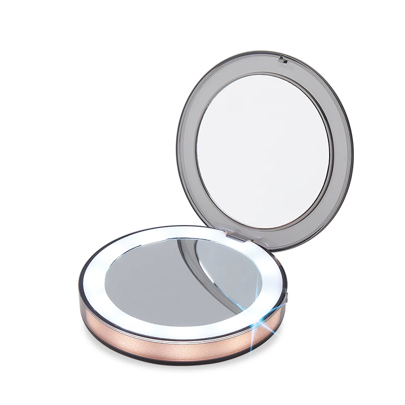 

LED Light Travel Makeup Mirror 1x3x Magnifying Portable Compact mini mirror with lights Rechargeable Folding Handheld LED Mirror