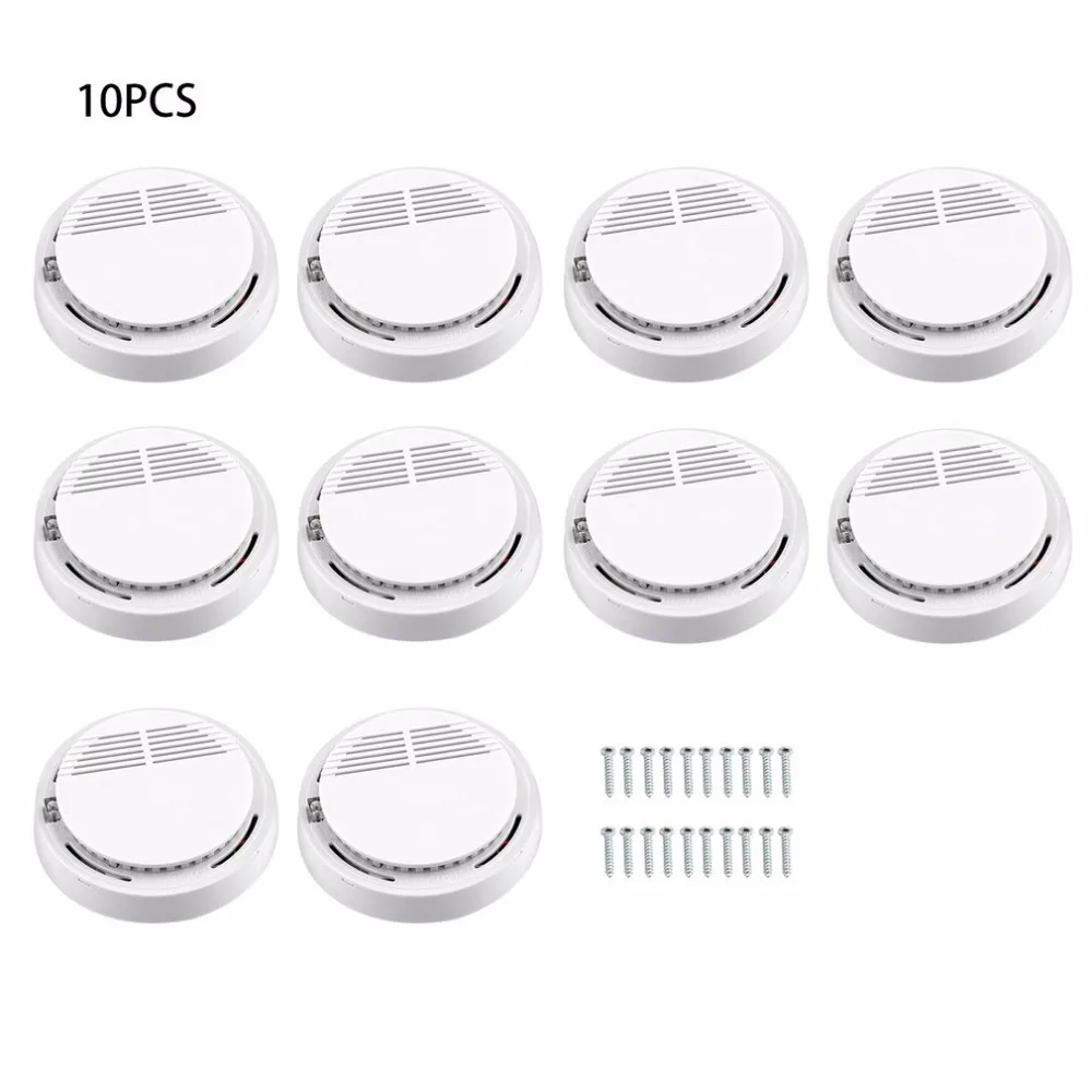 

10Pcs Fire Smoke Sensor Detector Alarm Tester Home Security System Cordless Wireless Family Guard Home Independent Alarm