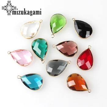 

6pcs/lot Crystal Birthstones Water Heart-shaped Charms 19*30MM For Glass Living Memory Locket DIY Accessories