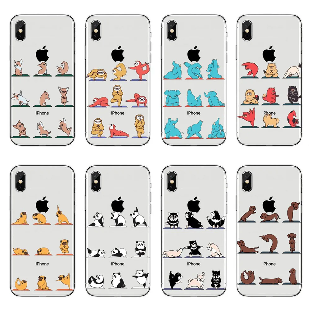 

For iPhone 7 7 Plus Case Cartoon cute animals Cat dog Soft TPU Phone Case For iPhone 5 5S SE 6 6S 8 8 Plus X yoga silicone Cover