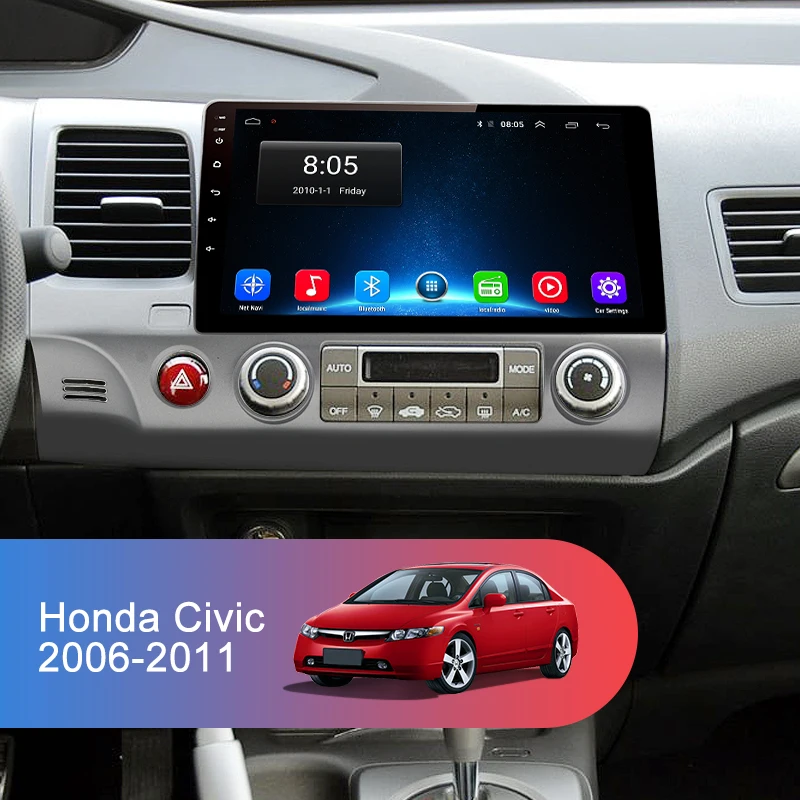 Top Junsun Android 8.1 Car DVD GPS raido Audio Multimedia Player For Honda Civic 2006-2011 2din Headunit Navigation 2G RAM wifi IPS 1
