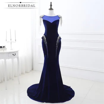 

Real Photos Navy Mermaid Evening Dresses 2018 Corset Back Sheer Prom Dress Cap Sleeve Vestido Longo De Festa Free Shipping