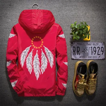 

JALEEMAN 2020 new brand men's hooded jacket spring autumn good quality fashion style thin jacket printed feather jacket M-5XL