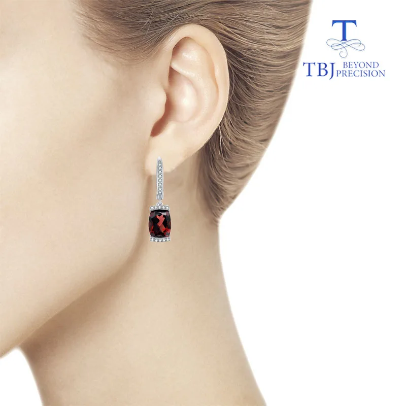 Женские серьги с красным гранатом TBJ ювелирные украшения из драгоценных камней в